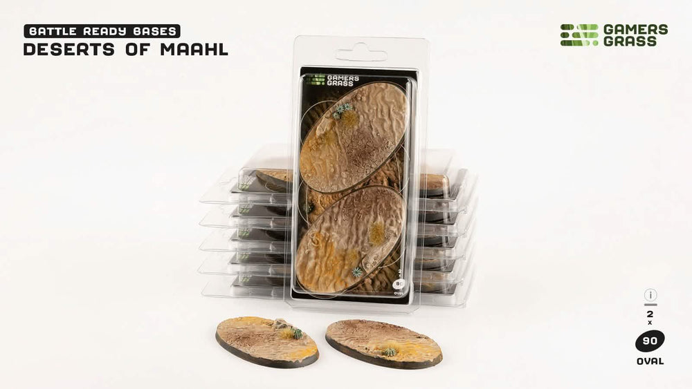 Gamers Grass Battle Ready Bases - Deserts of Maahl - Oval 90mm (x2)