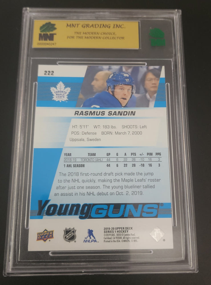 2019-20 Upper Deck Series 1 Young Guns Speckled Rainbow Foil #222 Rookie Rc Rasmus Sandin Mnt 9.5