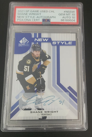 2021-22 Upper Deck Chl Sp Game Used New Style Ns-Sw Auto Shane Wright Psa 10
