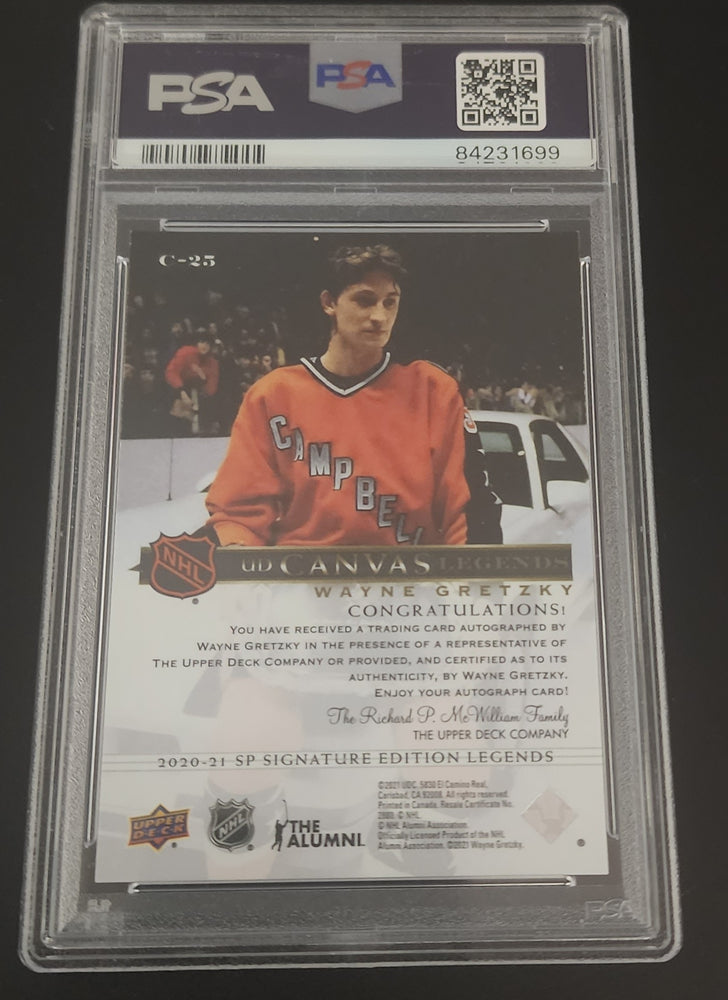 2020-21 Upper Deck Sp Signature Edition Legends Ud Canvas Legends C-25 Auto Wayne Gretzky Psa 9