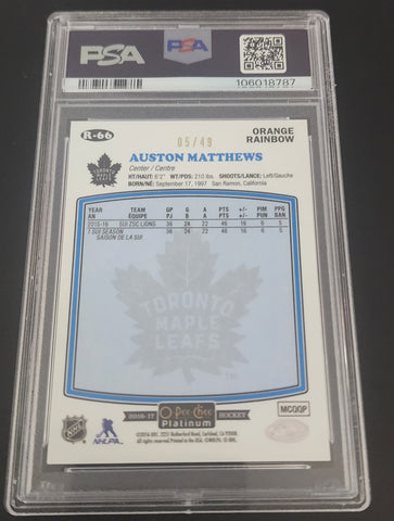 2016-17 Upper Deck O-Pee-Chee Platinum Retro Rookie Orange Rainbow R-66 Rookie Rc Auston Matthews Psa 9