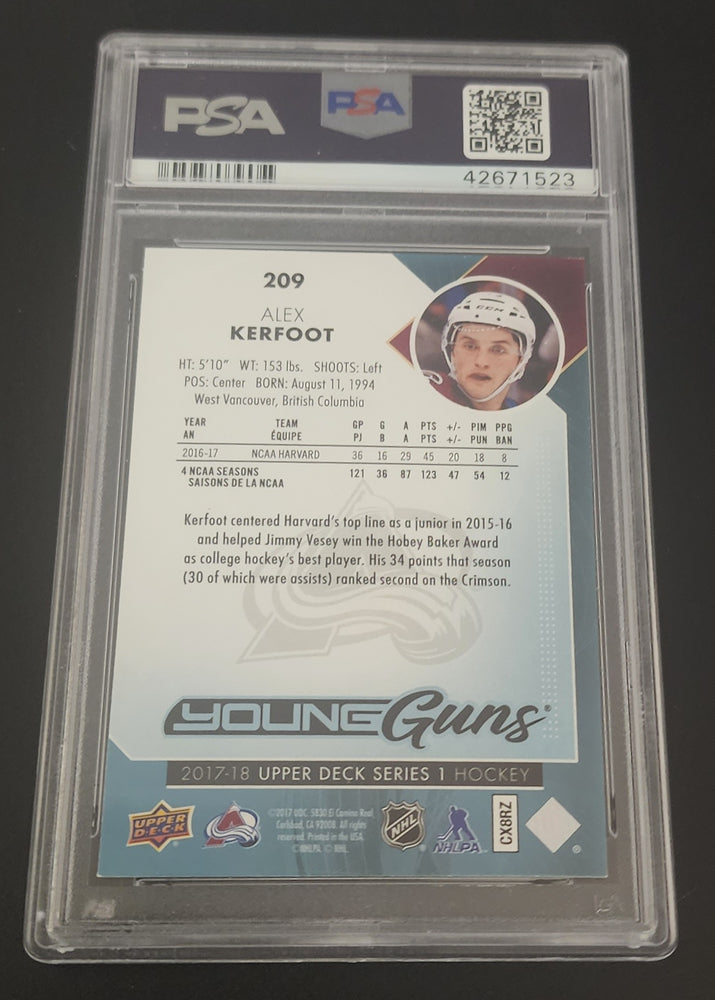 2017-18 Upper Deck Series 1 Young Guns #209 Rookie Rc Alex Kerfoot Psa 9