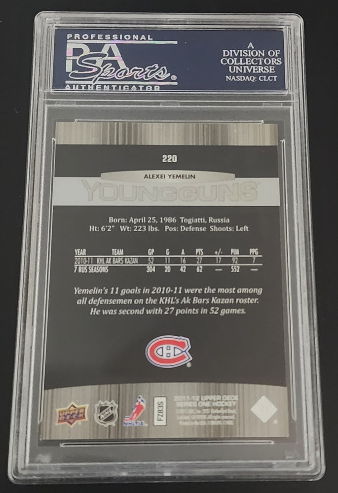 2011-12 Upper Deck Series 1 Young Guns #220 Rookie Rc Alexi Yemelin Psa 9