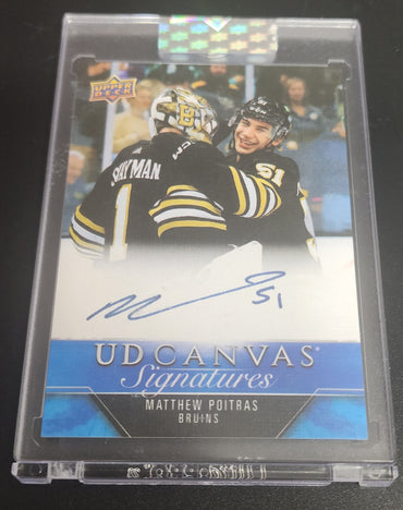 2023-24 Upper Deck Clear Cut Hockey Ud Canvas Signatures Cs-Mp Rookie Rc Auto Matthew Poitras