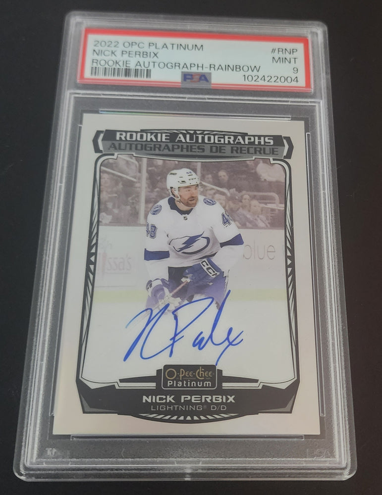 2022-23 Upper Deck O-Pee-Chee Platinum Rookie Autographs R-Np Rookie Rc Auto Nick Perbix Psa 9