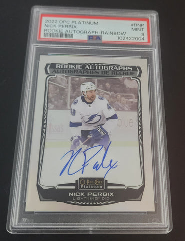 2022-23 Upper Deck O-Pee-Chee Platinum Rookie Autographs R-Np Rookie Rc Auto Nick Perbix Psa 9