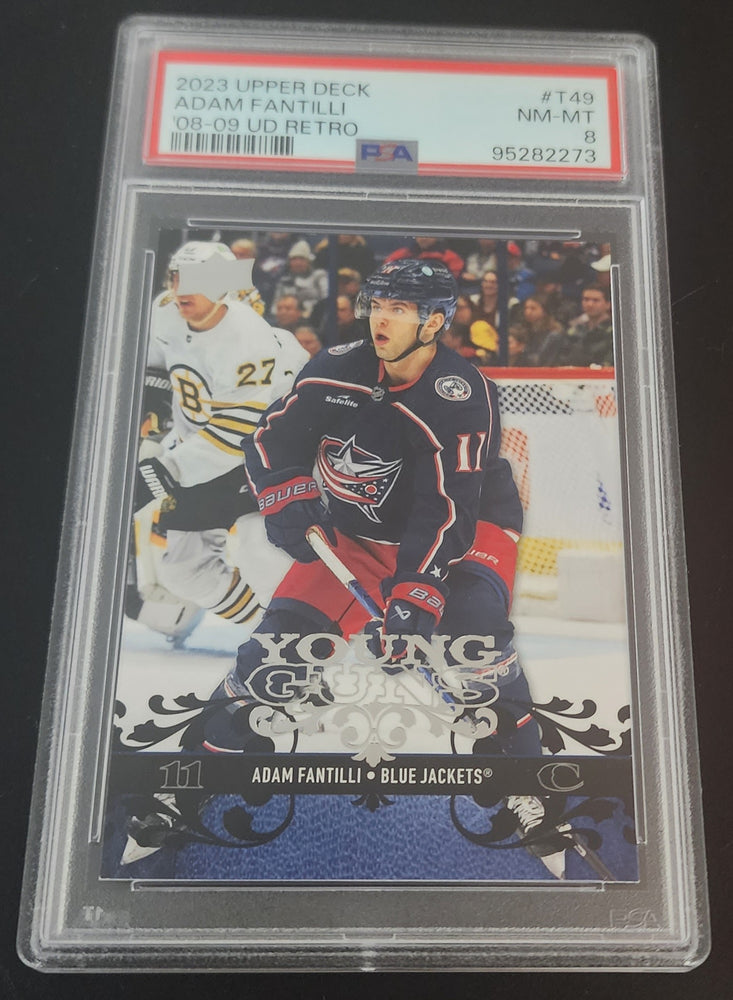 2023-24 Upper Deck Extended Young Guns T-49 Rookie Rc Adam Fantilli Psa 8