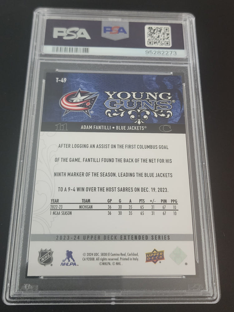 2023-24 Upper Deck Extended Young Guns T-49 Rookie Rc Adam Fantilli Psa 8