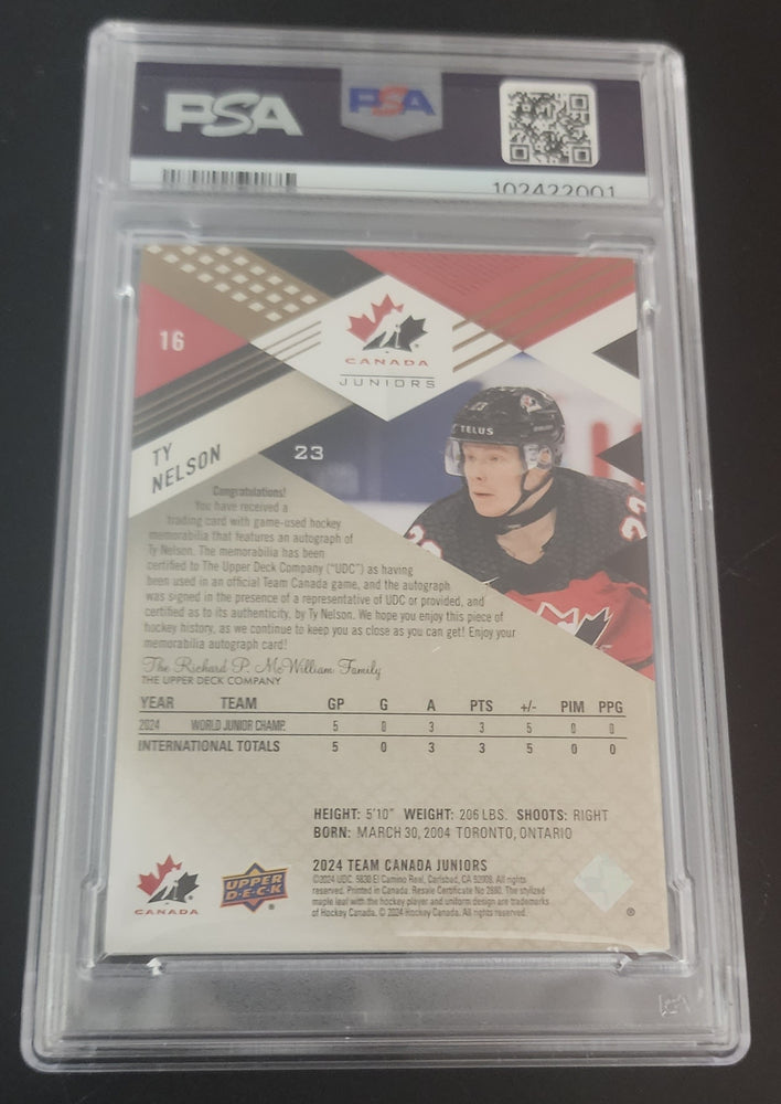 2024 Upper Deck Team Canada Juniors Premium Auto #16 Auto Ty Nelson /175 Psa 9
