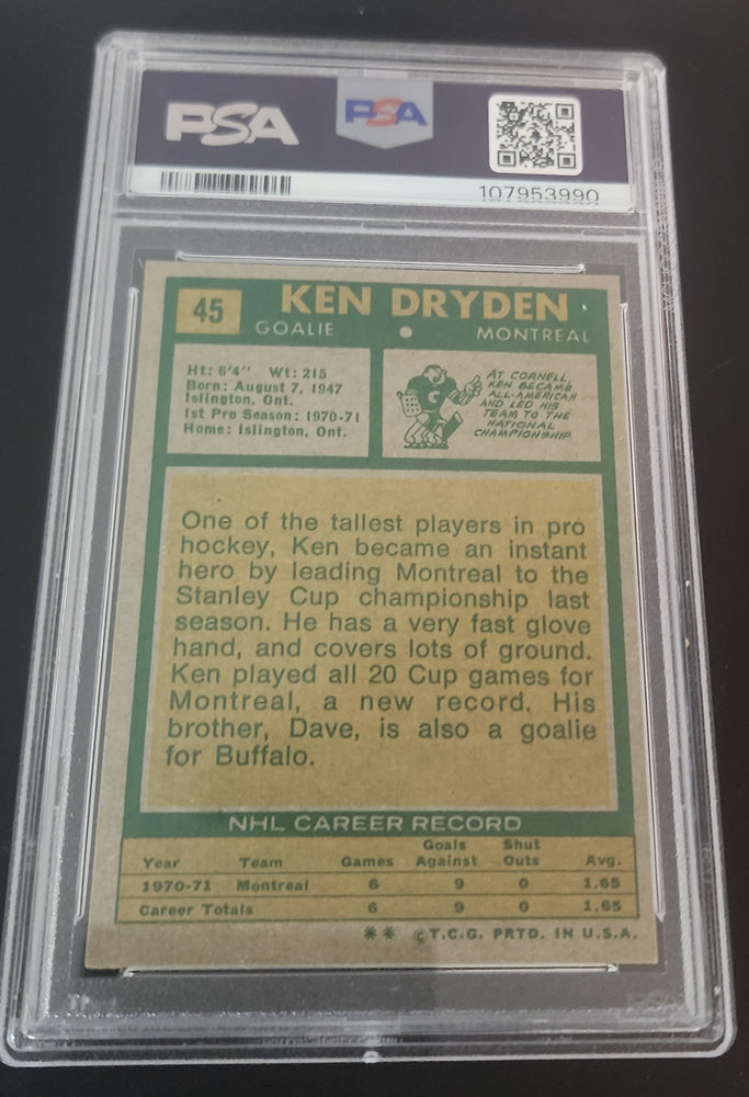 1971 Topps #45 Rookie Rc Ken Dryden Psa 5