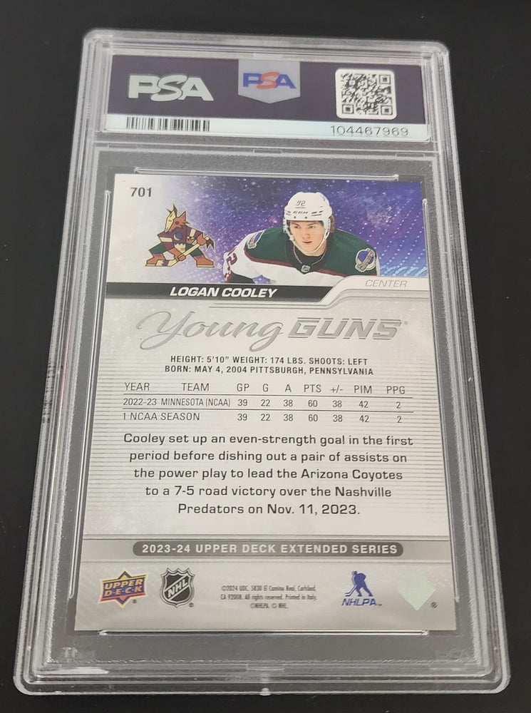 2023-24 Upper Deck Extended Young Guns #701 Rookie Rc Logan Cooley Psa 9