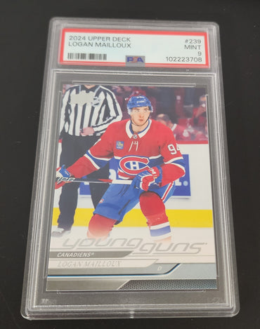 2024-25 Upper Deck Series 1 Young Guns #239 Rookie Rc Logan Mailloux Psa 9