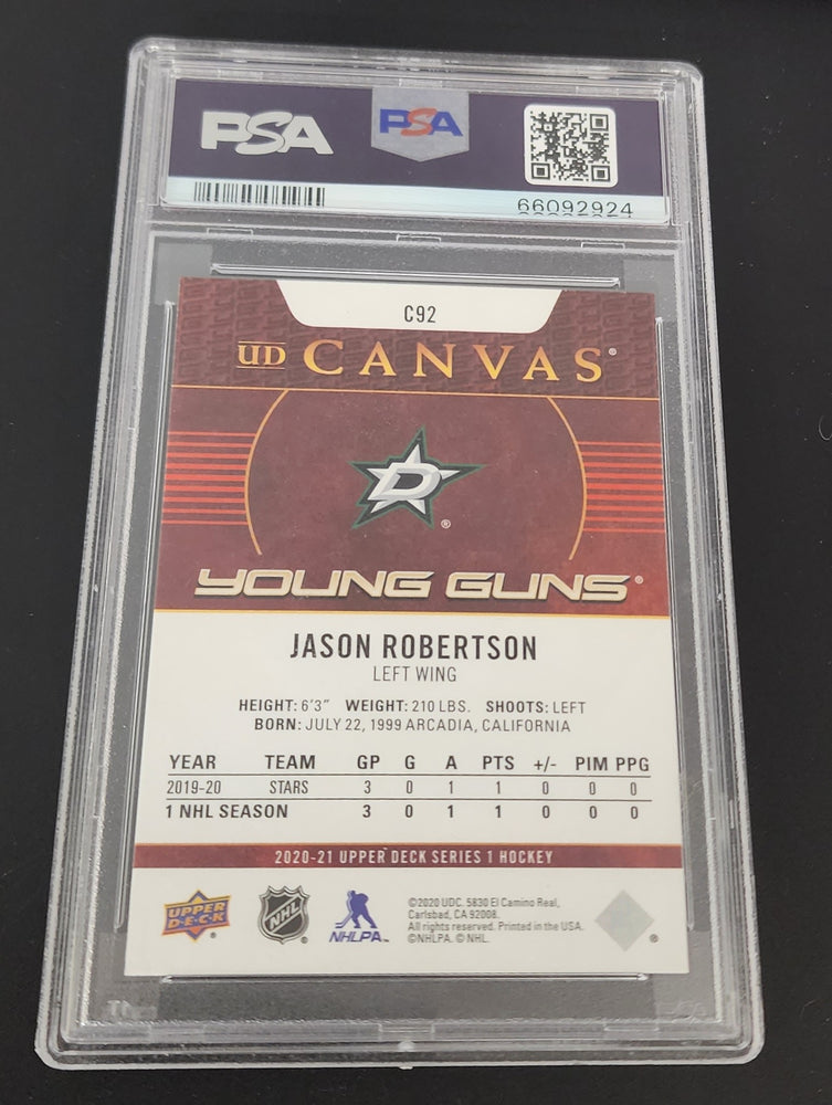 2020-21 Upper Deck Series 1 Young Guns Ud Canvas C92 Rookie Rc Jason Robertson Psa 9