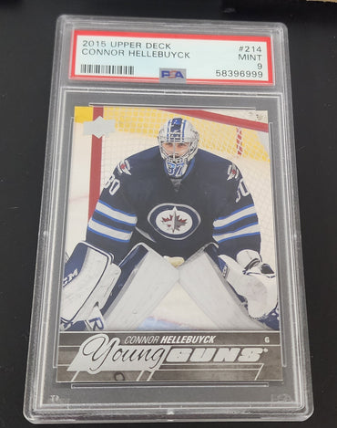 2015-16 Upper Deck Series 1 Young Guns #214 Rookie Rc Connor Hellebuyck Psa 9