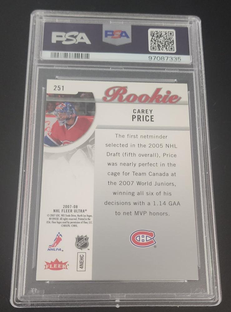2007-08 Fleer Ultra Rookie #251 Rookie Rc Carey Price Psa 9