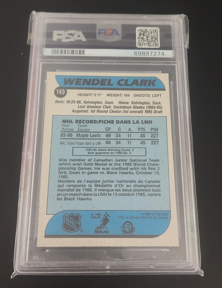 1986 O-Pee-Chee #149 Rookie Rc Wendel Clark Psa 8