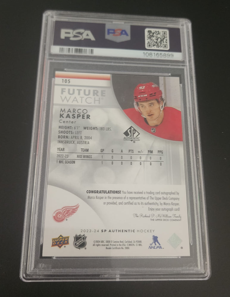 2023-24 Upper Deck Sp Authentic Future Watch #105 Rookie Rc Auto Marco Kasper Psa 9