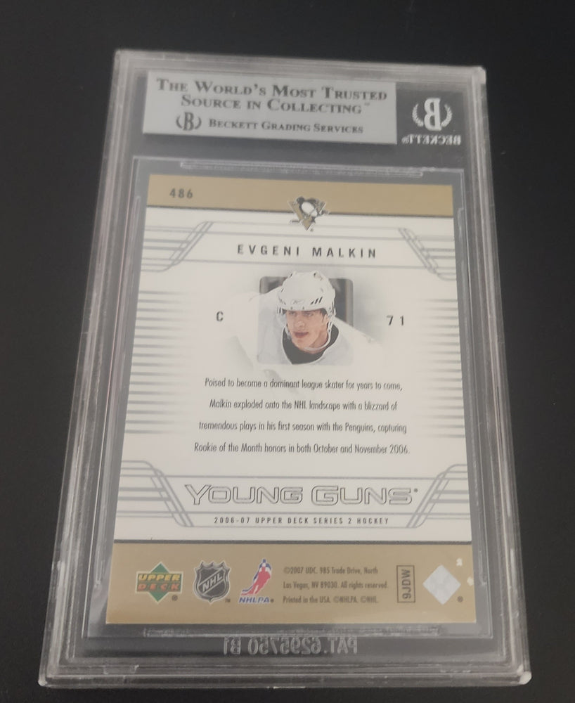 2006-07 Upper Deck Series 2 Young Guns #486 Rookie Rc Evgeni Malkin Beckett 9