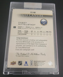 2018-19 Upper Deck Clear Cut Hockey Ud Canvas Auto Cs-Mi Rookie Rc Auto Casey Mittlestadt /25