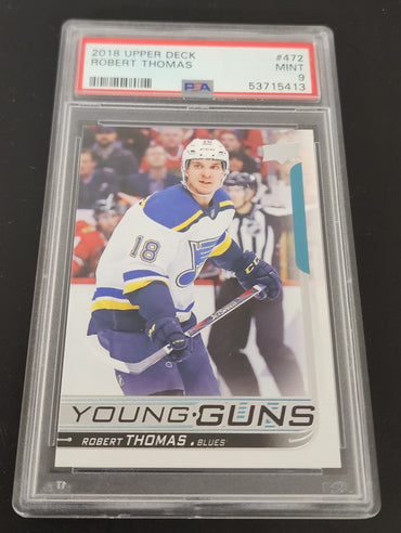 2018-19 Upper Deck Series 2 Young Guns #472 Rookie Rc Robert Thomas Psa 9