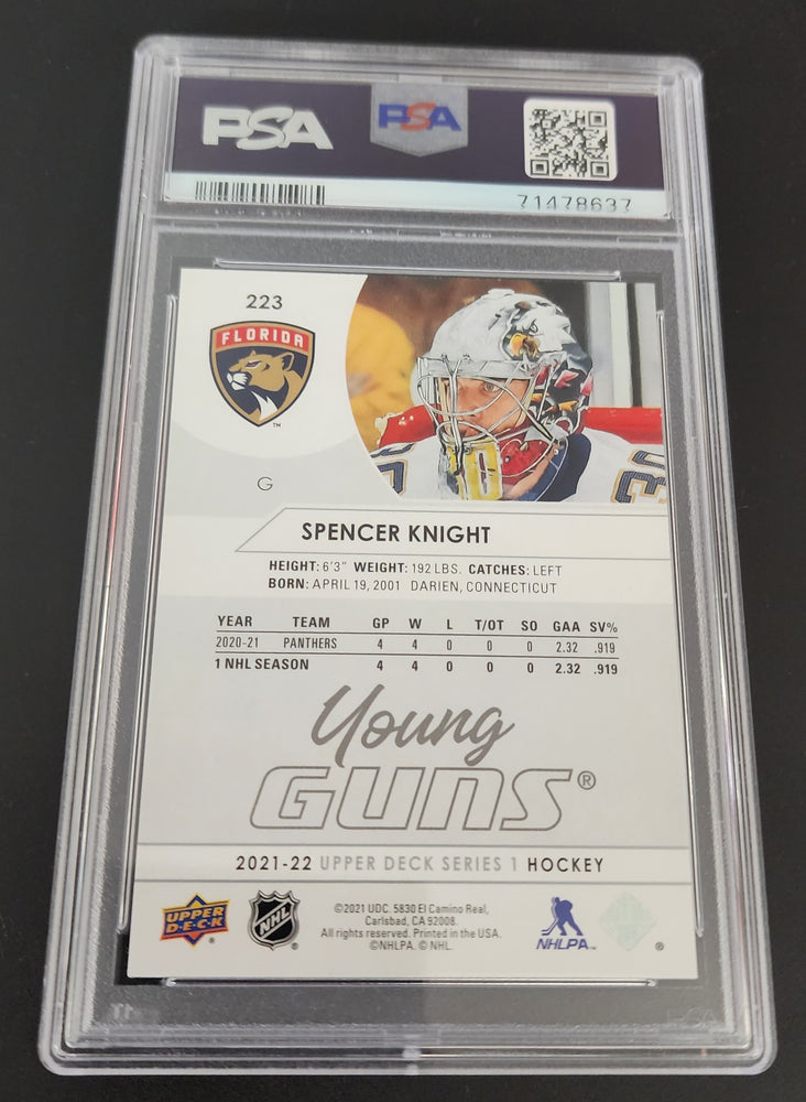 2021-22 Upper Deck Series 1 Young Guns #223 Rookie Rc Spencer Knight Psa 9