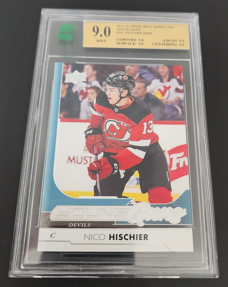 2017-18 Upper Deck Series 1 Young Guns #201 Rookie Rc Nico Hischier Mnt 9.0