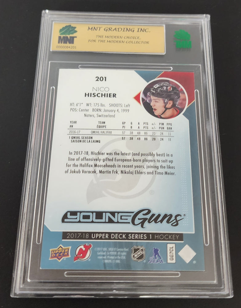 2017-18 Upper Deck Series 1 Young Guns #201 Rookie Rc Nico Hischier Mnt 9.0