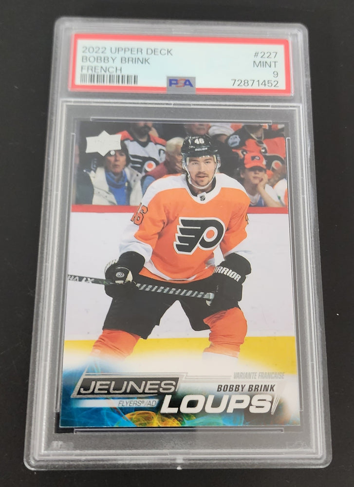 2022-23 Upper Deck Series 1 Juenes Loups (Young Guns French) #227 Rookie Rc Bobby Brink Psa 9