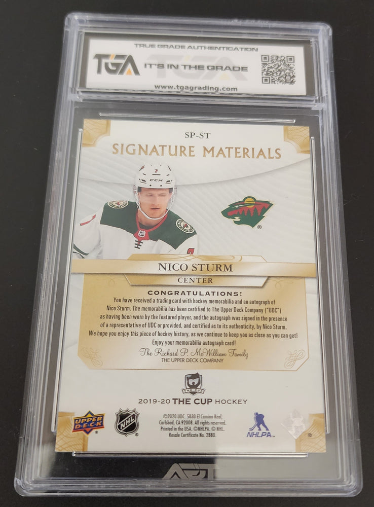 2019-20 Upper Deck The Cup Signature Materials Sp-St Nico Sturm Tga 9.5