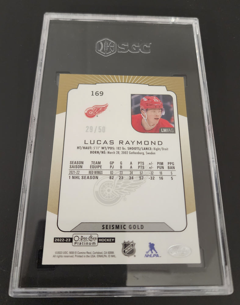2022-23 Upper Deck O-Pee-Chee Platinum Seismic Gold #169 Lucas Raymond /50 Sgc 10