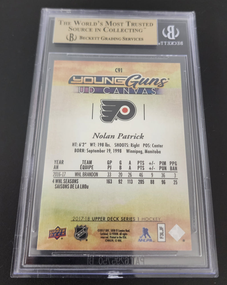 2017-18 Upper Deck Series 1 Young Guns Ud Canvas C91 Rookie Rc Nolan Patrick Beckett 9.5