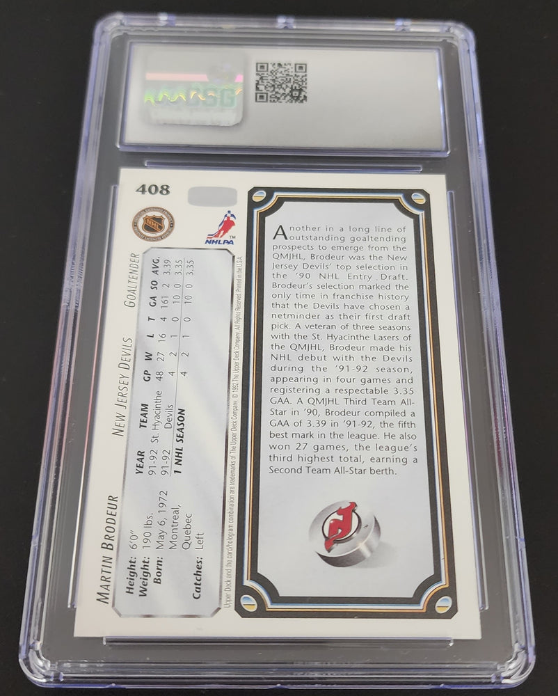 1992-93 Upper Deck Star Rookies #408 Rookie Rc Martin Brodeur Csg 9