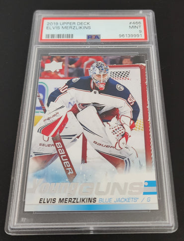 2019-20 Upper Deck Series 2 Young Guns #466 Rookie Rc Elvis Merzlikins Psa 9