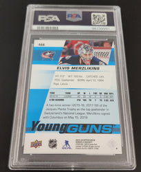 2019-20 Upper Deck Series 2 Young Guns #466 Rookie Rc Elvis Merzlikins Psa 9