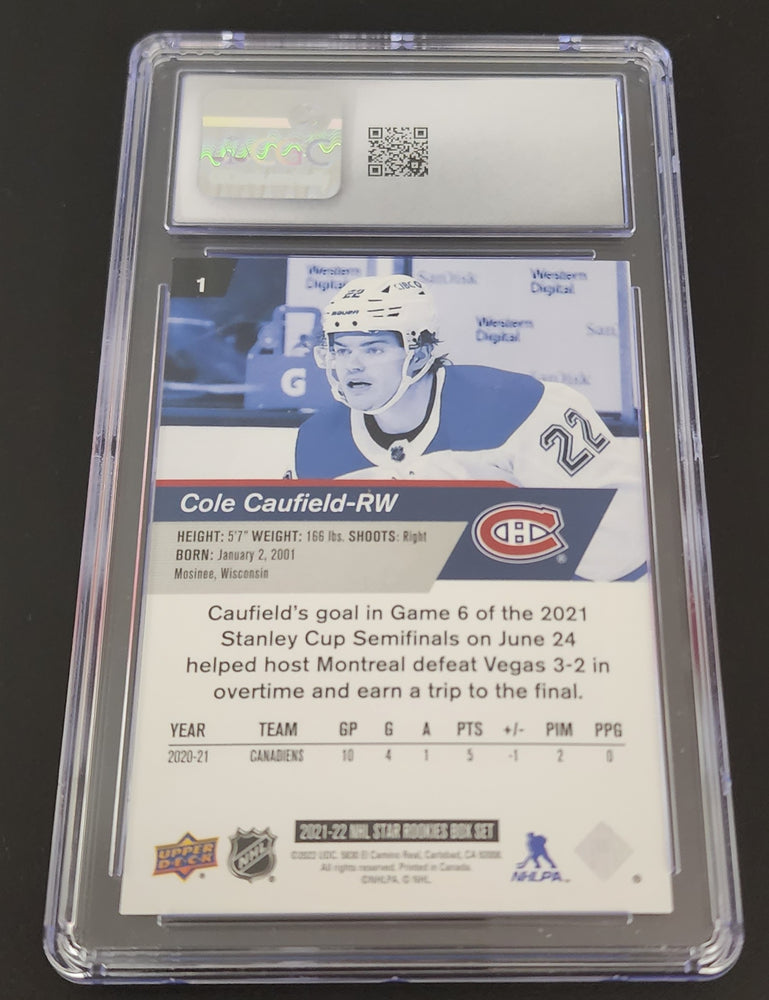 2021-22 Upper Deck Nhl Star Rookies #1 Rookie Rc Cole Caufield Cgc 8