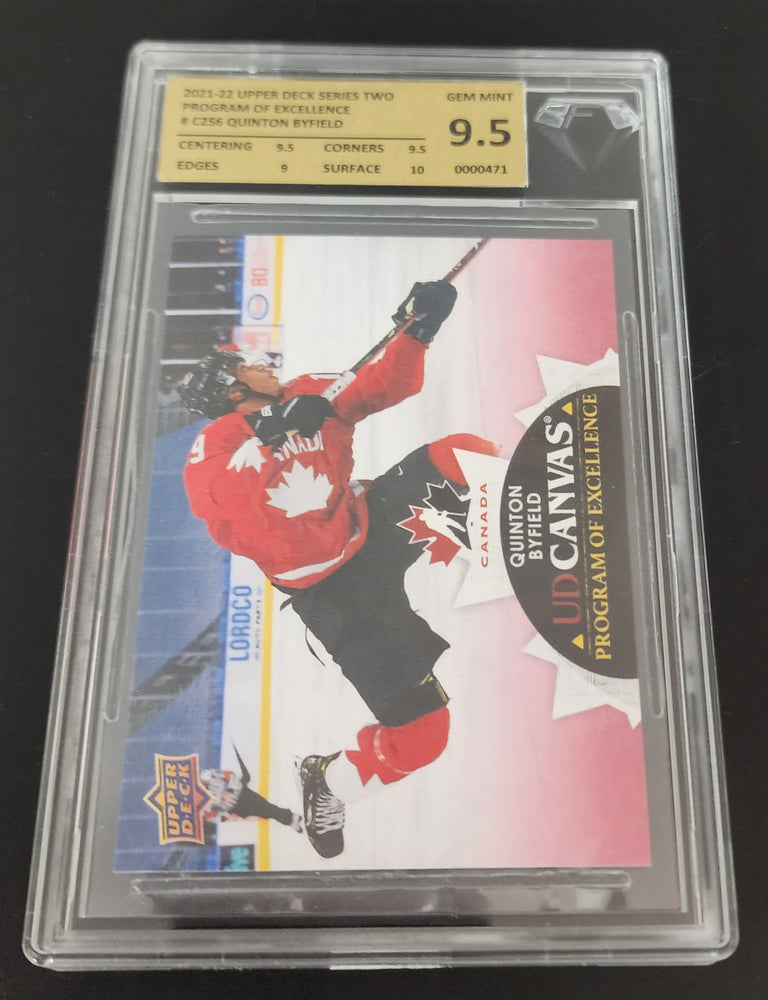 2021-22 Upper Deck Series 2 Program Of Excellence Ud Canvas #C256 Rookie Rc Quinton Byfield Bfg 9.5