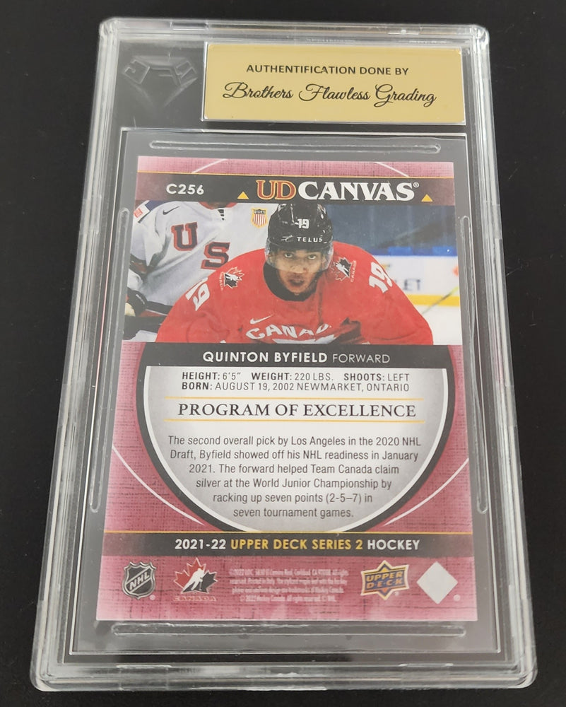 2021-22 Upper Deck Series 2 Program Of Excellence Ud Canvas #C256 Rookie Rc Quinton Byfield Bfg 9.5