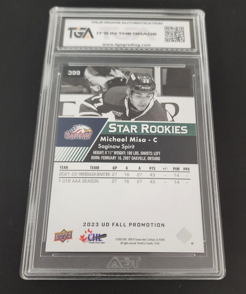 2023 Upper Deck Fall Promotion Star Rookies #399 Rookie Rc Michael Misa Tga 9