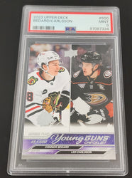 2023-24 Upper Deck Series 2 Young Guns Checklist #500 Rookie Rc Connor Bedard Leo Carlsson Psa 9