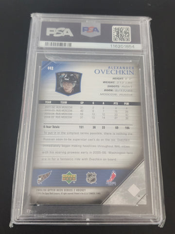 2005-06 Upper Deck Series 2 Young Guns #443 Rookie Rc Alexander Ovechkin Psa 8