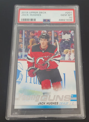 2019-20 Upper Deck Series 1 Young Guns #201 Rookie Rc Jack Hughes Psa 10