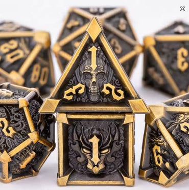 Golden Dragon Metal Dice 7 Piece Set