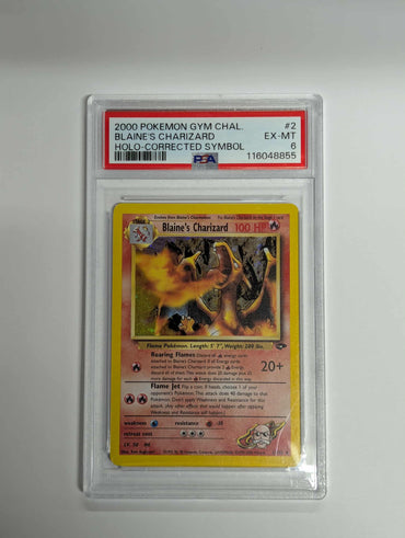 Blaine's Charizard (2/132) Corrected Symbol Graded PSA 6