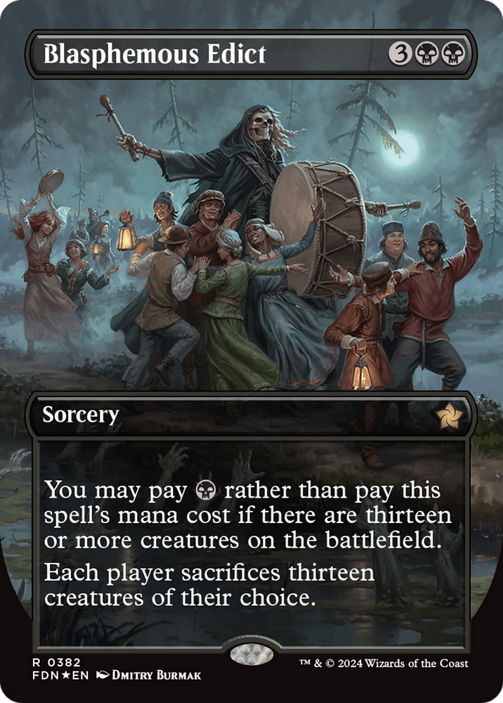 Blasphemous Edict (Borderless) (Mana Foil) [Foundations]