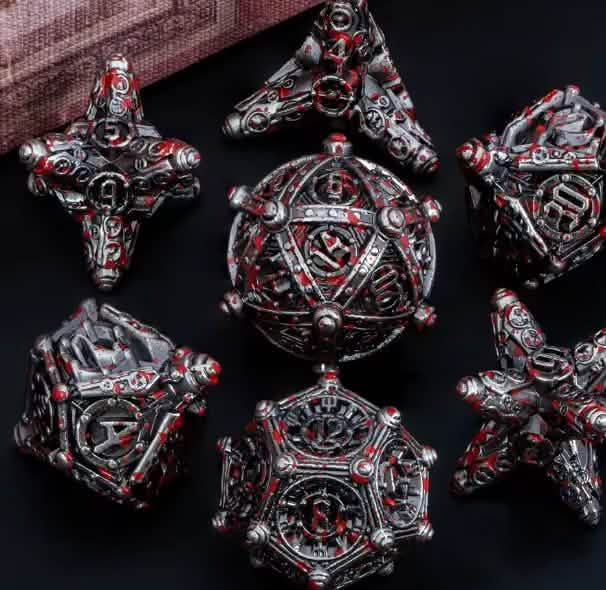Blood Splatter 7 Piece Metal Dice Set
