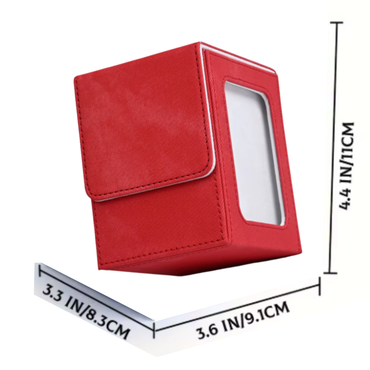 Deck Box with Display Card Window – Red 120 Sleeved Premium Trading Card Storage