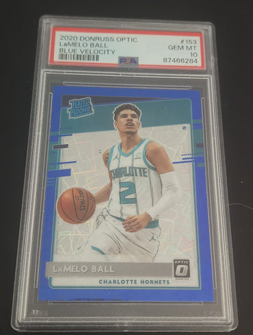 2020-21 Panini Donruss Optic Blue Velocity #153 Rookie Rc Lamelo Ball Psa 10