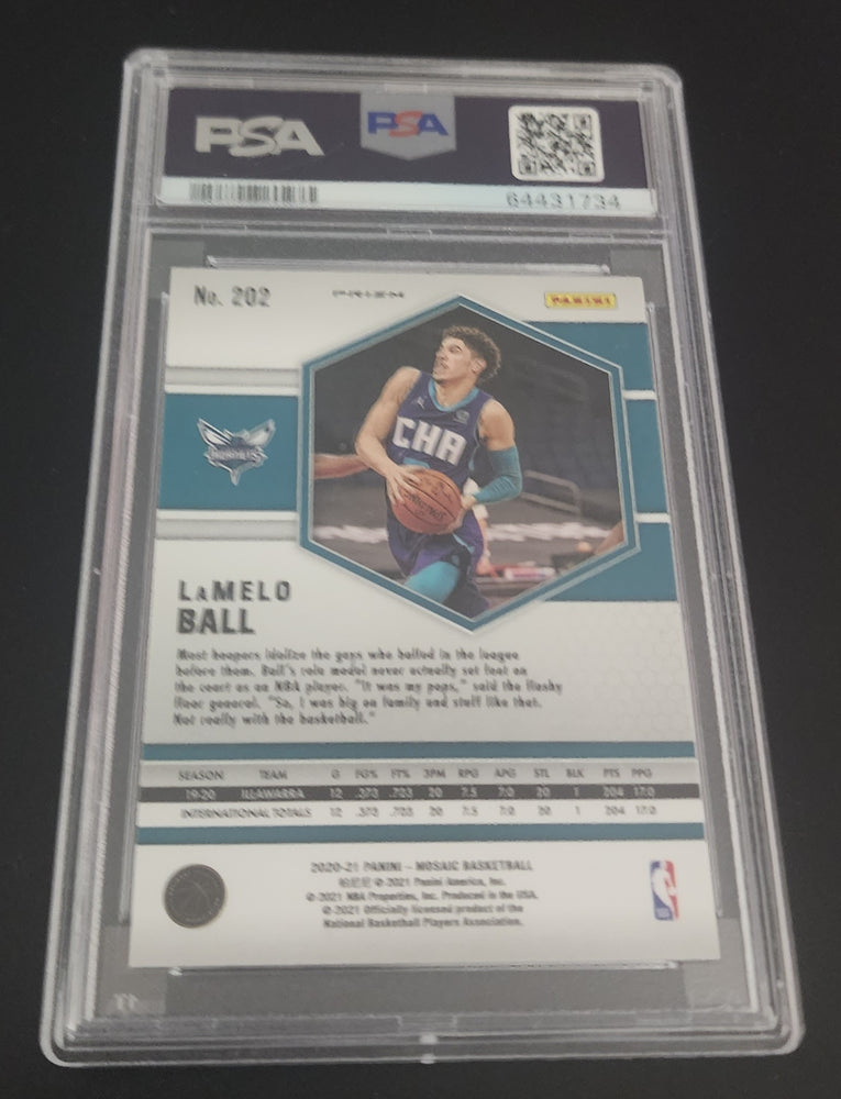 2020-21 Panini Mosaic Red Mosaic #202 Rookie Rc Lamelo Ball Psa 10