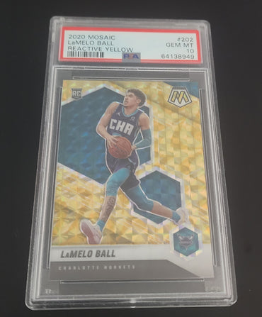 2020-21 Panini Mosaic Reactive Yellow #202 Rookie Rc Lamelo Ball Psa 10