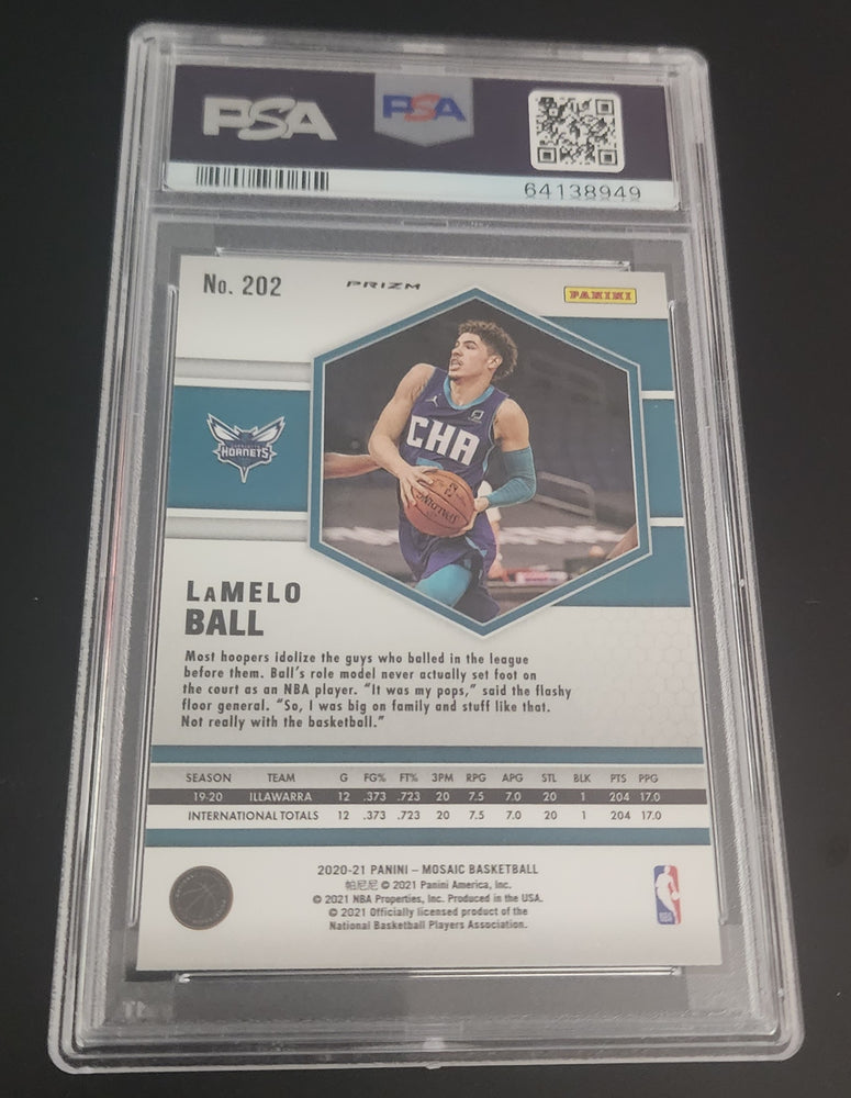2020-21 Panini Mosaic Reactive Yellow #202 Rookie Rc Lamelo Ball Psa 10